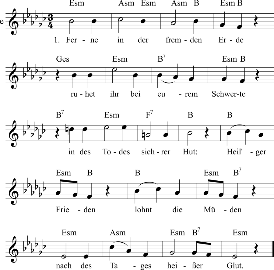 Musiknoten zum Lied - Den gefallenen Kriegern