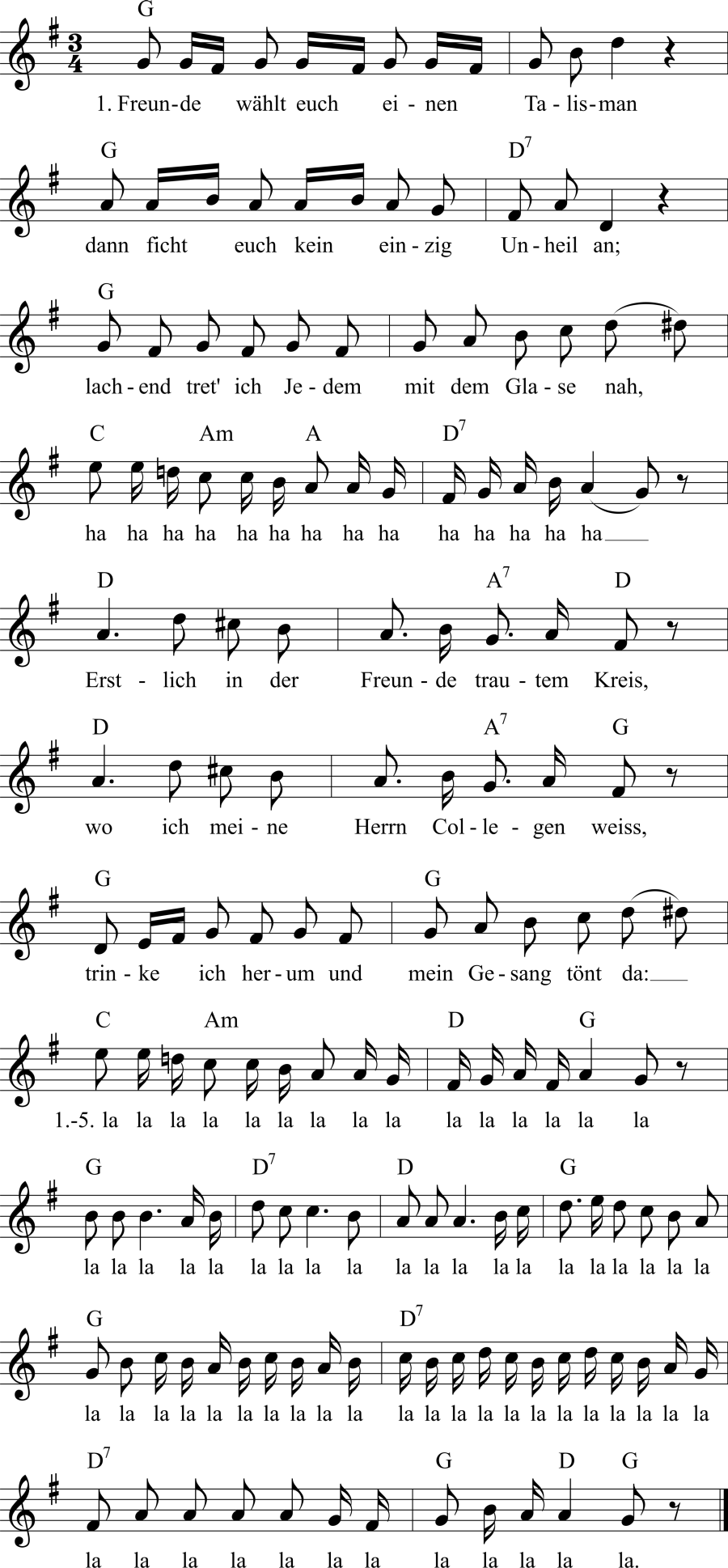 Musiknoten zum Lied - Der Talisman