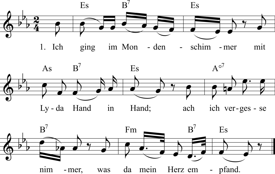 Musiknoten zum Lied - Selige Erinnerung