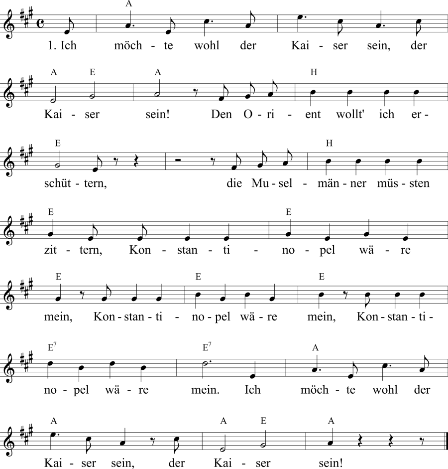 Musiknoten zum Lied - Meine Wünsche