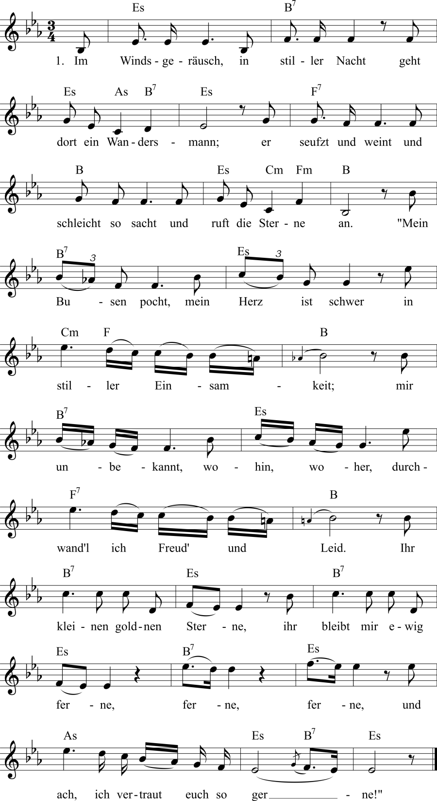 Musiknoten zum Lied - Lied der Nacht