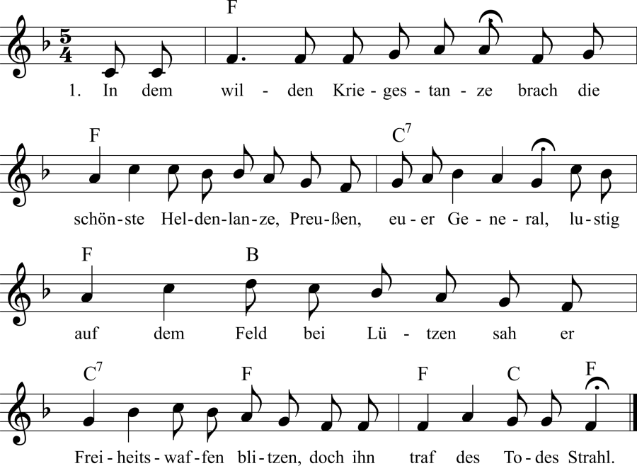 Musiknoten zum Lied - Auf Scharnhorsts Tod