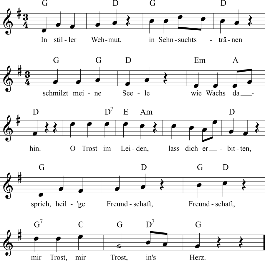 Musiknoten zum Lied - An die Freundschaft