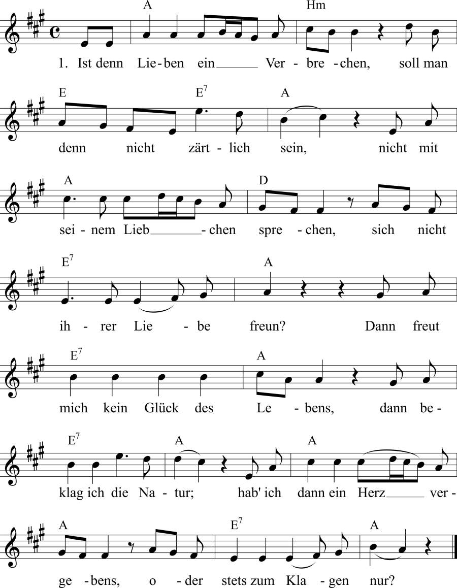 Musiknoten zum Lied - Ist denn Lieben ein Verbrechen?