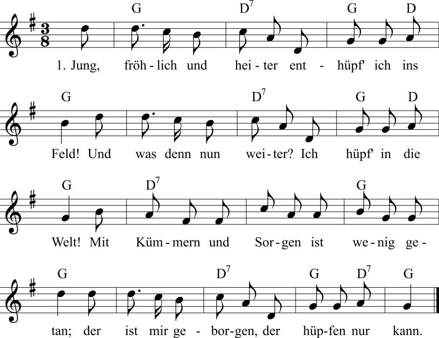 Musiknoten zum Lied - Der Sorgenfreie