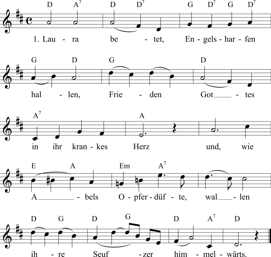 Musiknoten zum Lied - Die Betende (Zelter)