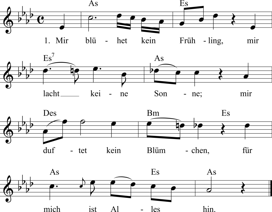 Musiknoten zum Lied - Der Trauernde