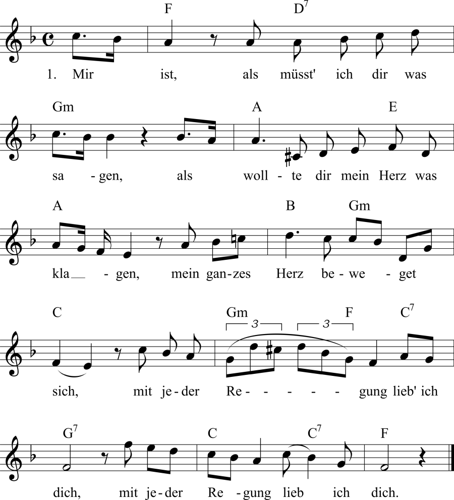 Musiknoten zum Lied - Mir ist, als müsst' ich dir was sagen