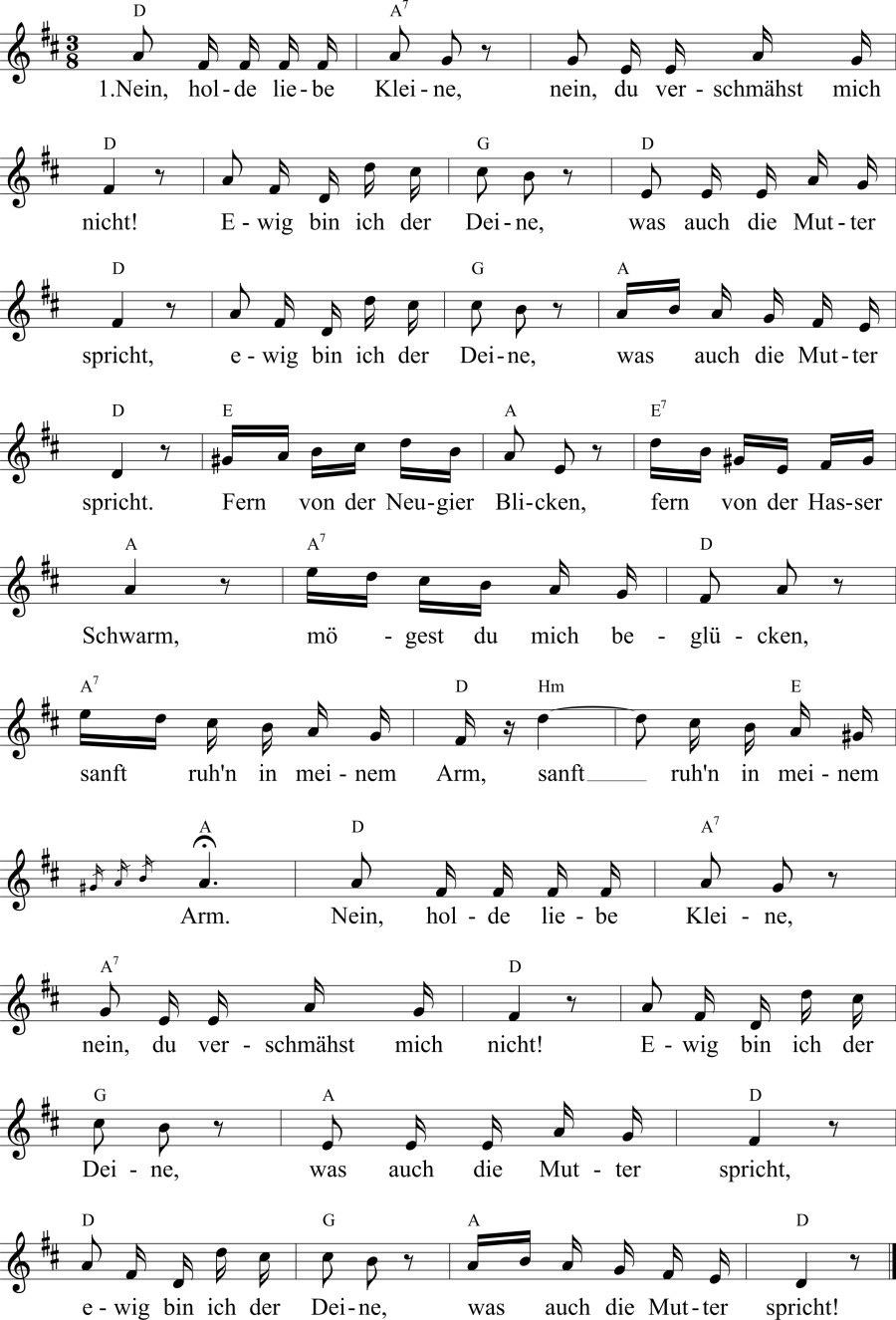 Musiknoten zum Lied - Der Liebende