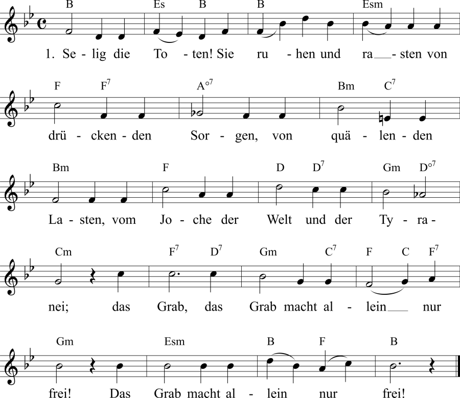 Musiknoten zum Lied - Grabgesang