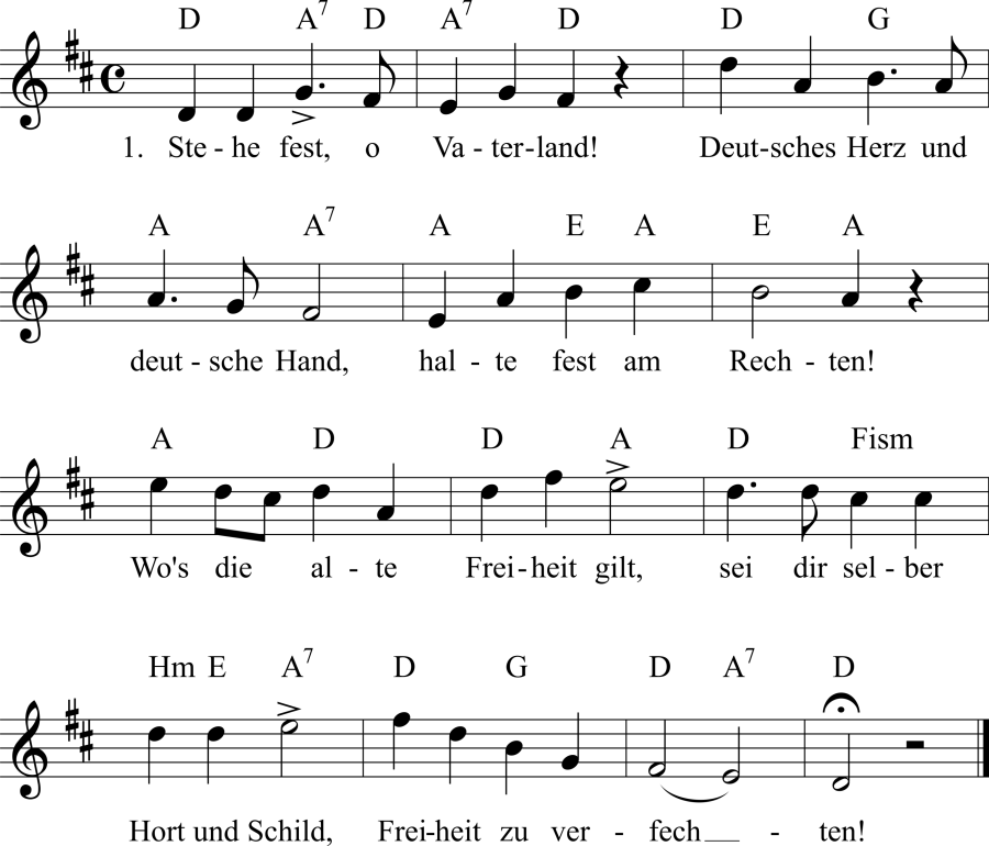 Musiknoten zum Lied - Deutscher Mahngesang