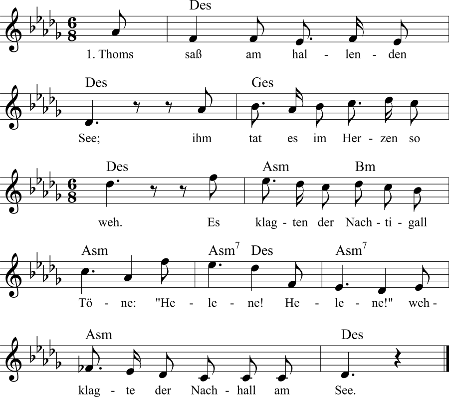 Musiknoten zum Lied - Der arme Thoms