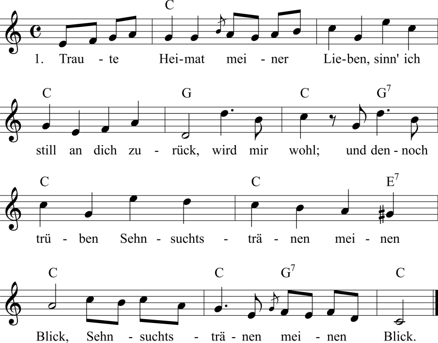 Musiknoten zum Lied - Lied eines Landmanns in der Fremde