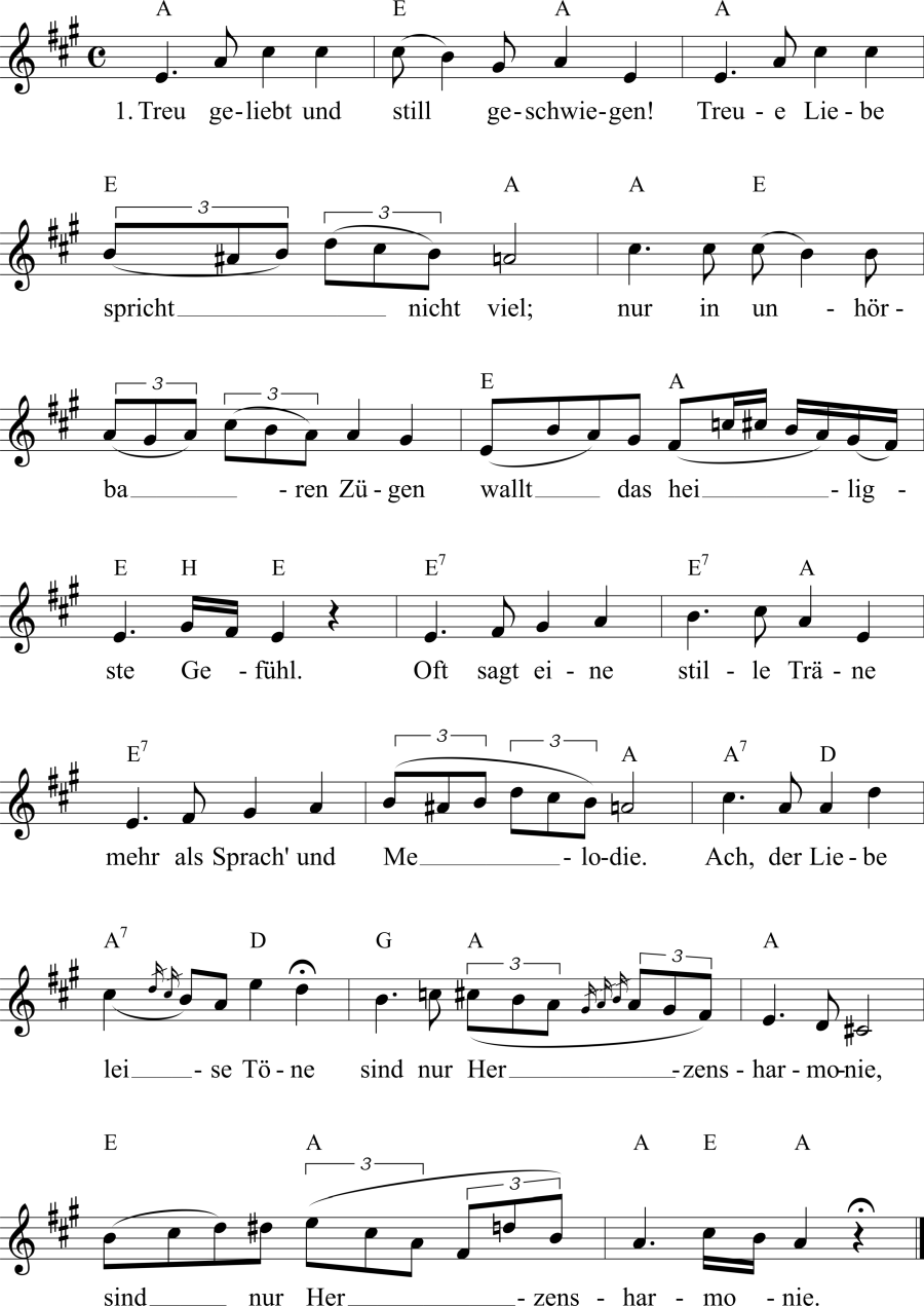 Musiknoten zum Lied - Stille Liebe