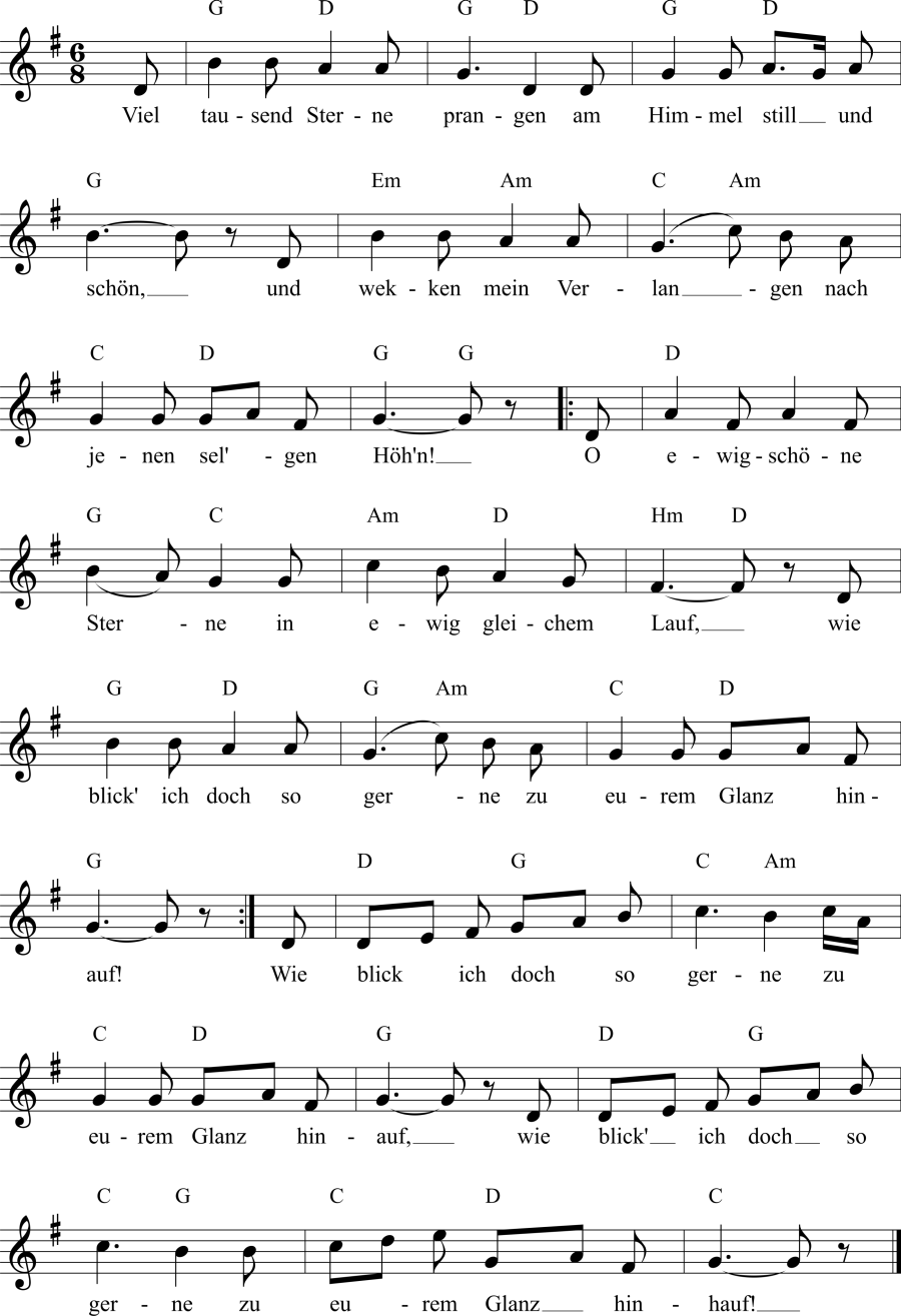 Musiknoten zum Lied - Das Feuerwerk