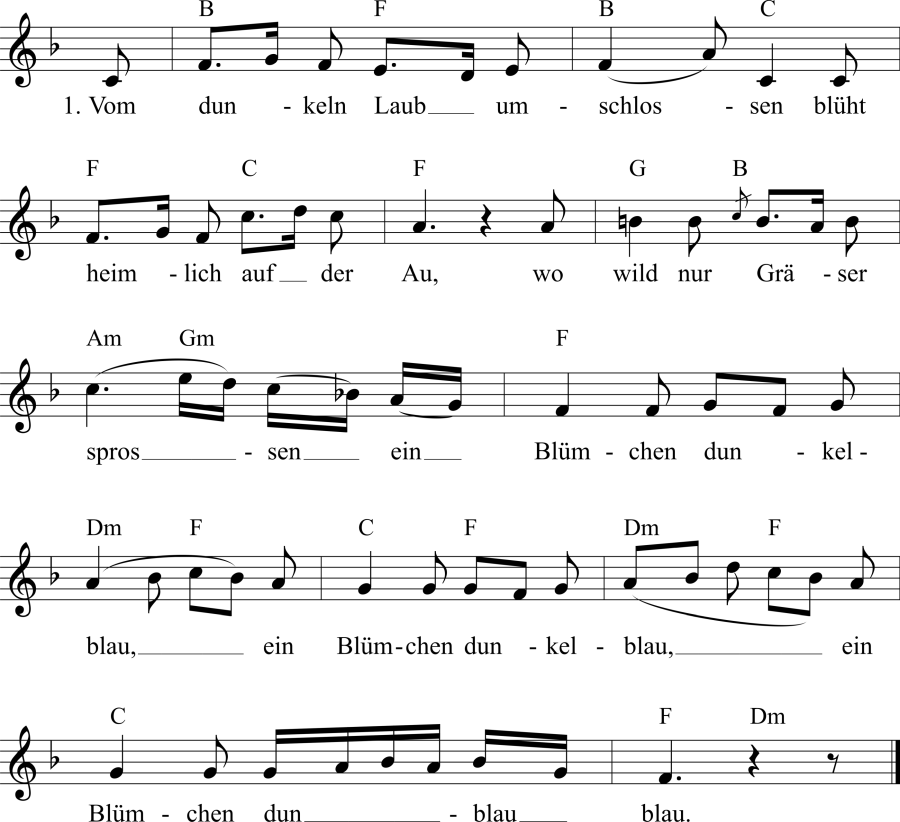 Musiknoten zum Lied - Das Veilchen