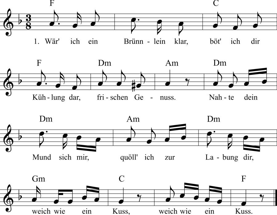 Musiknoten zum Lied - Wär' ich ein Brünnlein klar