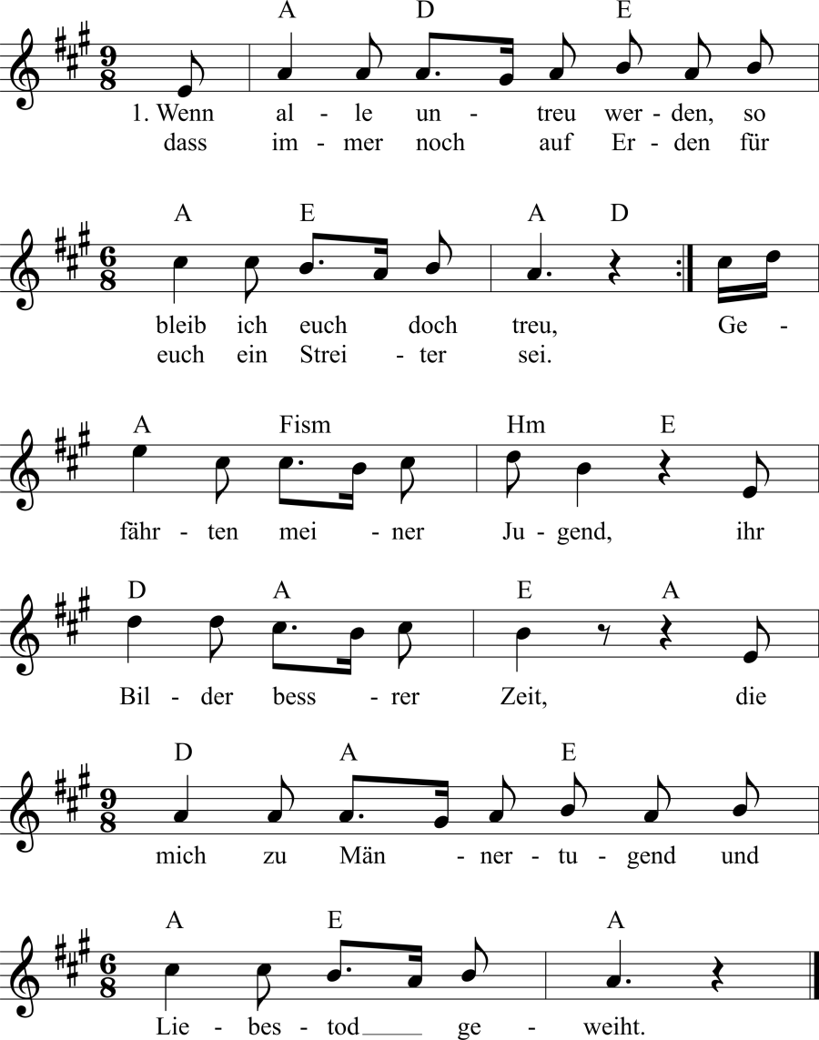 Musiknoten zum Lied - Erneuter Schwur