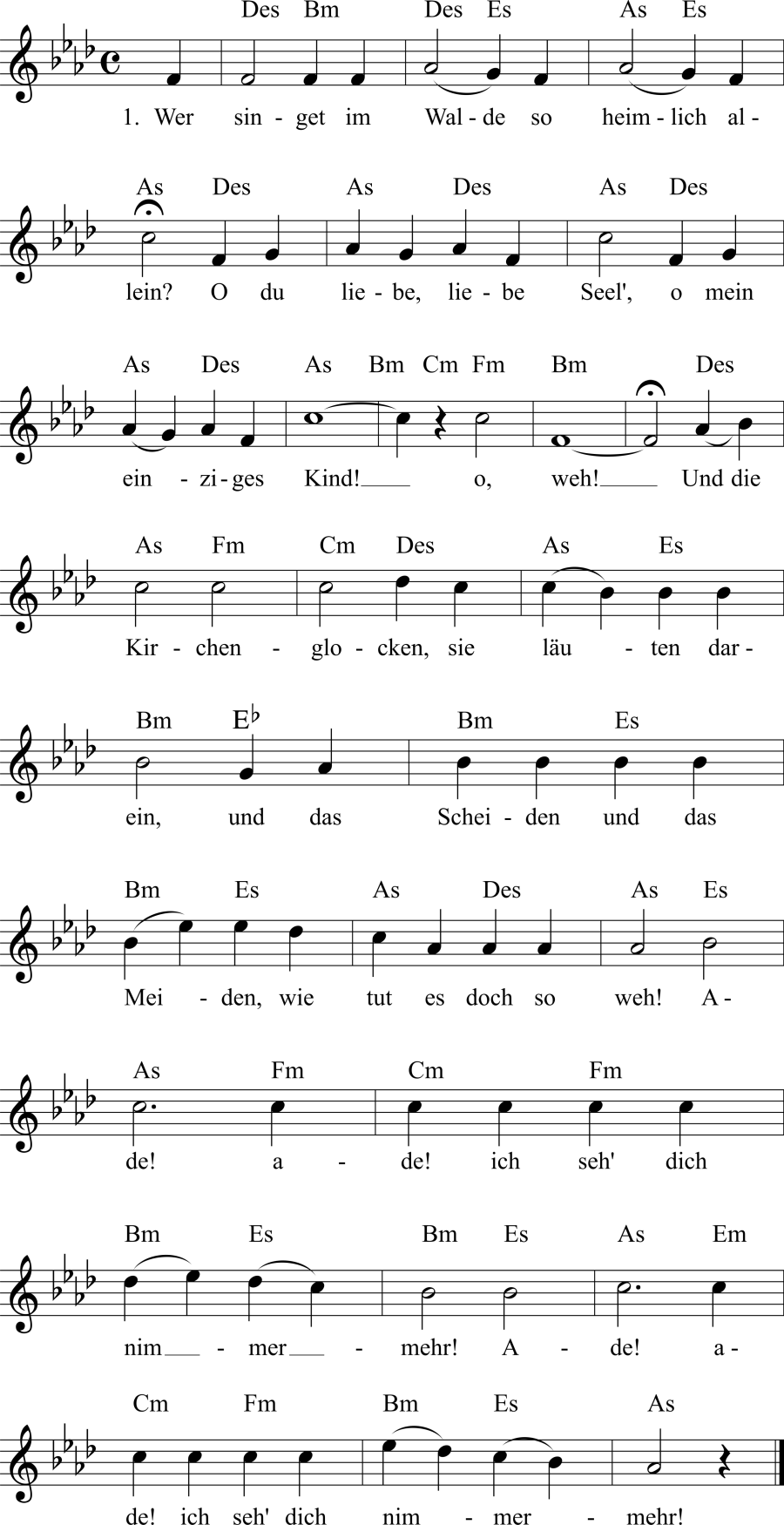 Musiknoten zum Lied - Herr Ulrich