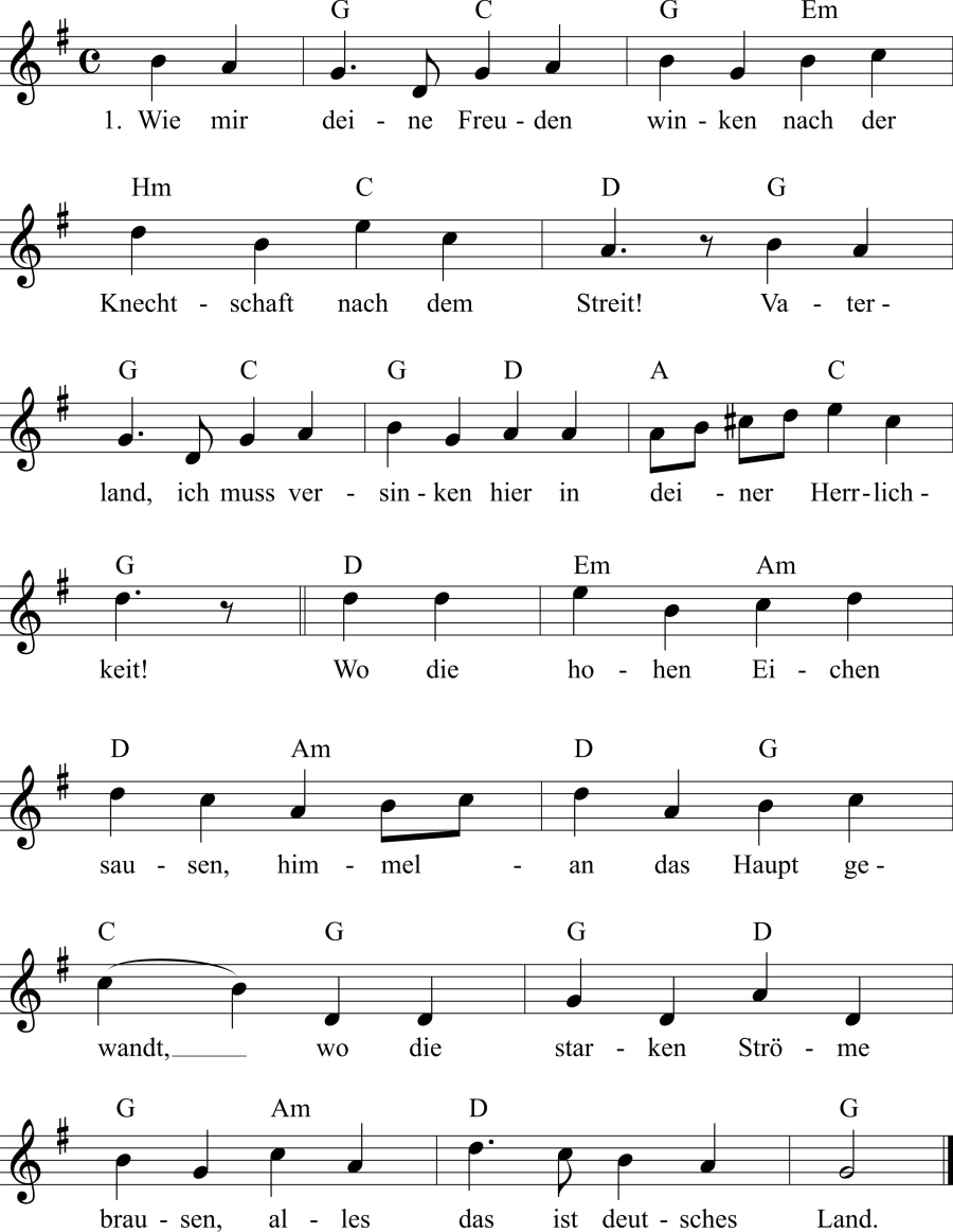 Musiknoten zum Lied - Frühlingsgruß an das Vaterland