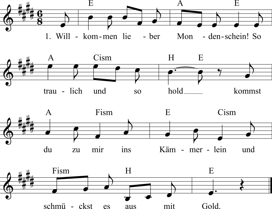 Musiknoten zum Lied - An den Mond