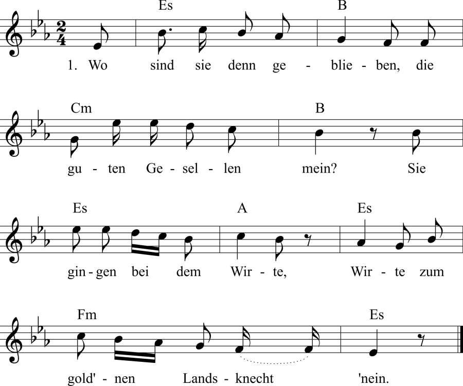 Musiknoten zum Lied - Er hat ein rot Gesichte