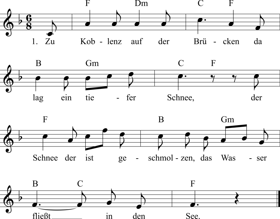Musiknoten zum Lied - Wassernot