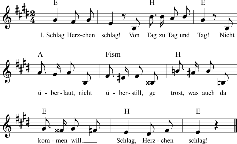 Musiknoten zum Lied - Herzwiegelied