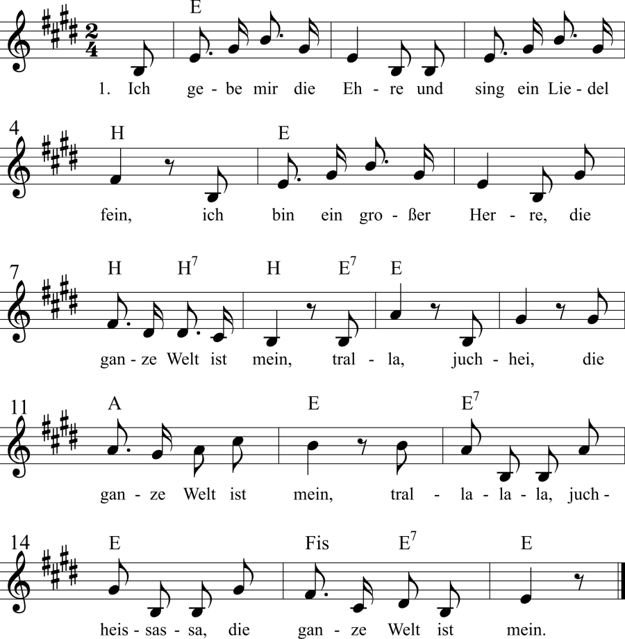 Musiknoten zum Lied - Ich bin ein großer Herre