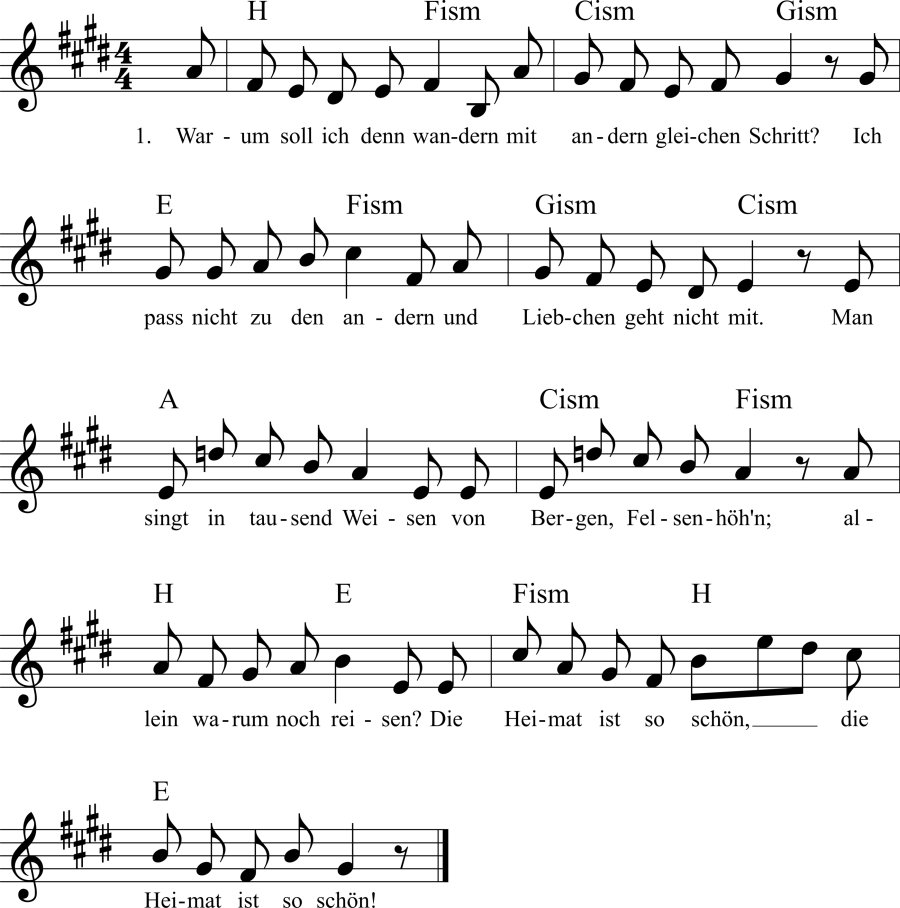 Musiknoten zum Lied - Ich wand're nicht