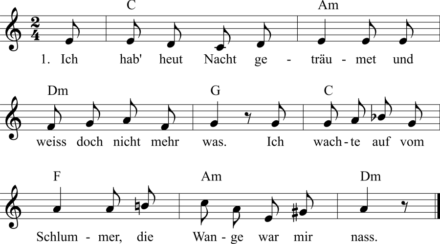 Musiknoten zum Lied - Ich hab' heut Nacht geträumet