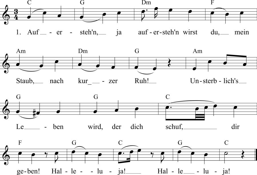 Musiknoten zum Lied - Die Auferstehung