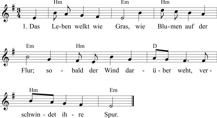 Musiknoten zum Lied - Das Leben welkt wie Gras