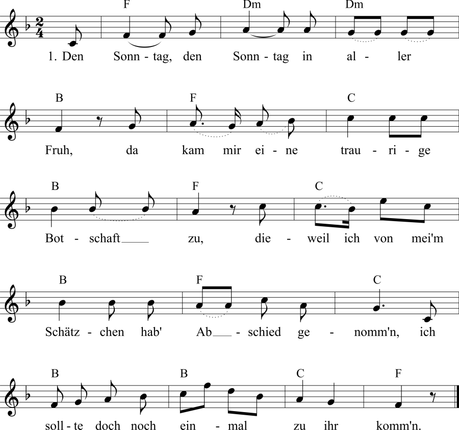 Musiknoten zum Lied - Liebesschmerz