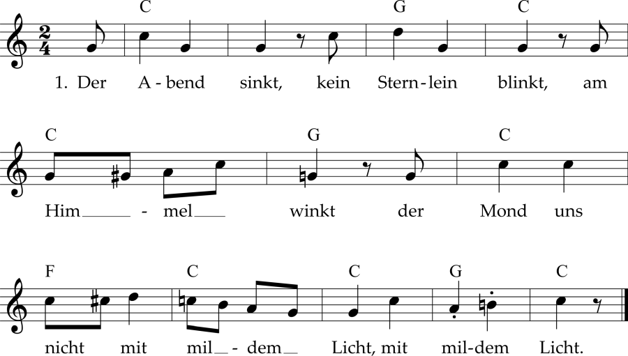 Musiknoten zum Lied - Schutz