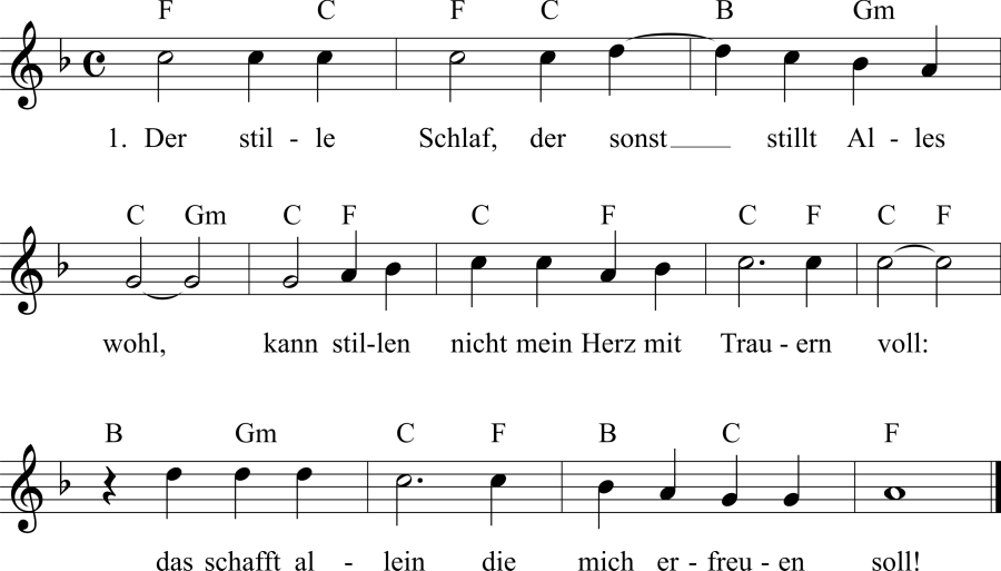 Musiknoten zum Lied - Sehnsucht