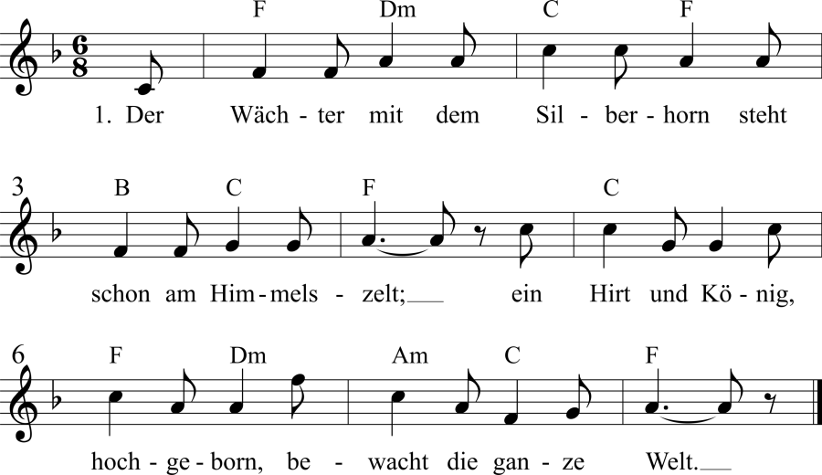 Musiknoten zum Lied - Der Wächter mit dem Silberhorn