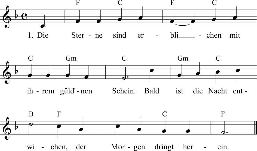 Musiknoten zum Lied - Morgenlied