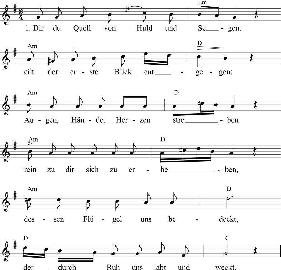Musiknoten zum Lied - Morgenlied