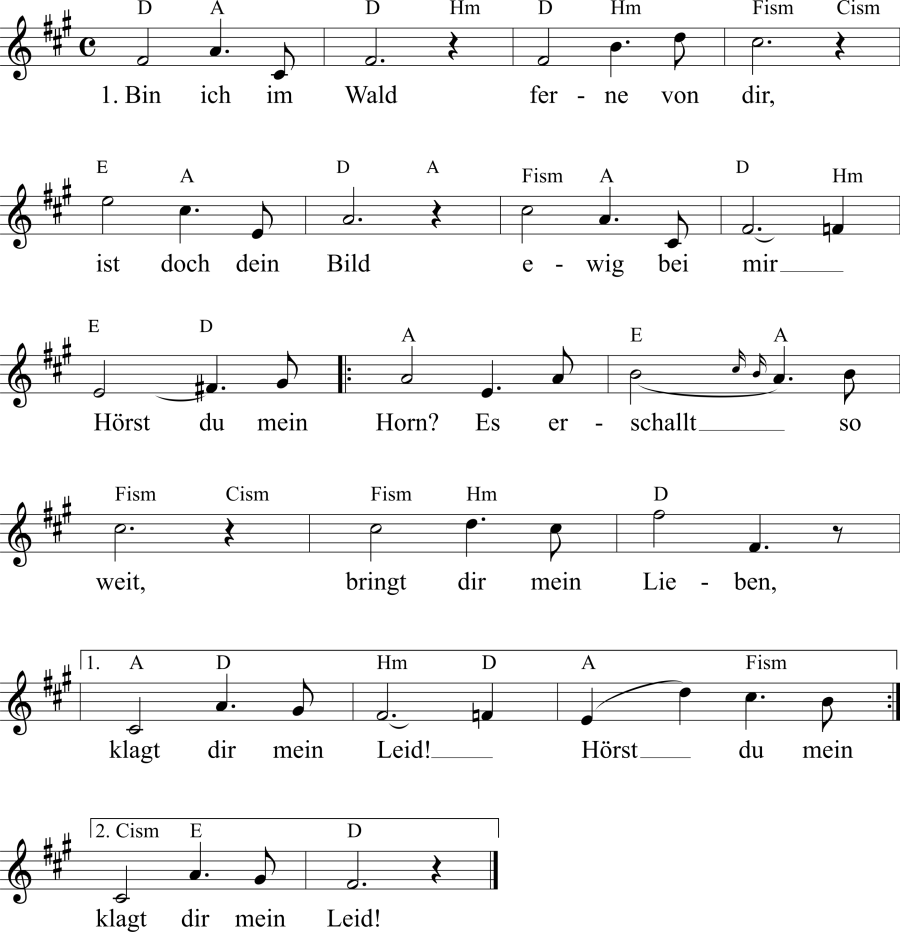 Musiknoten zum Lied - Der Hirt