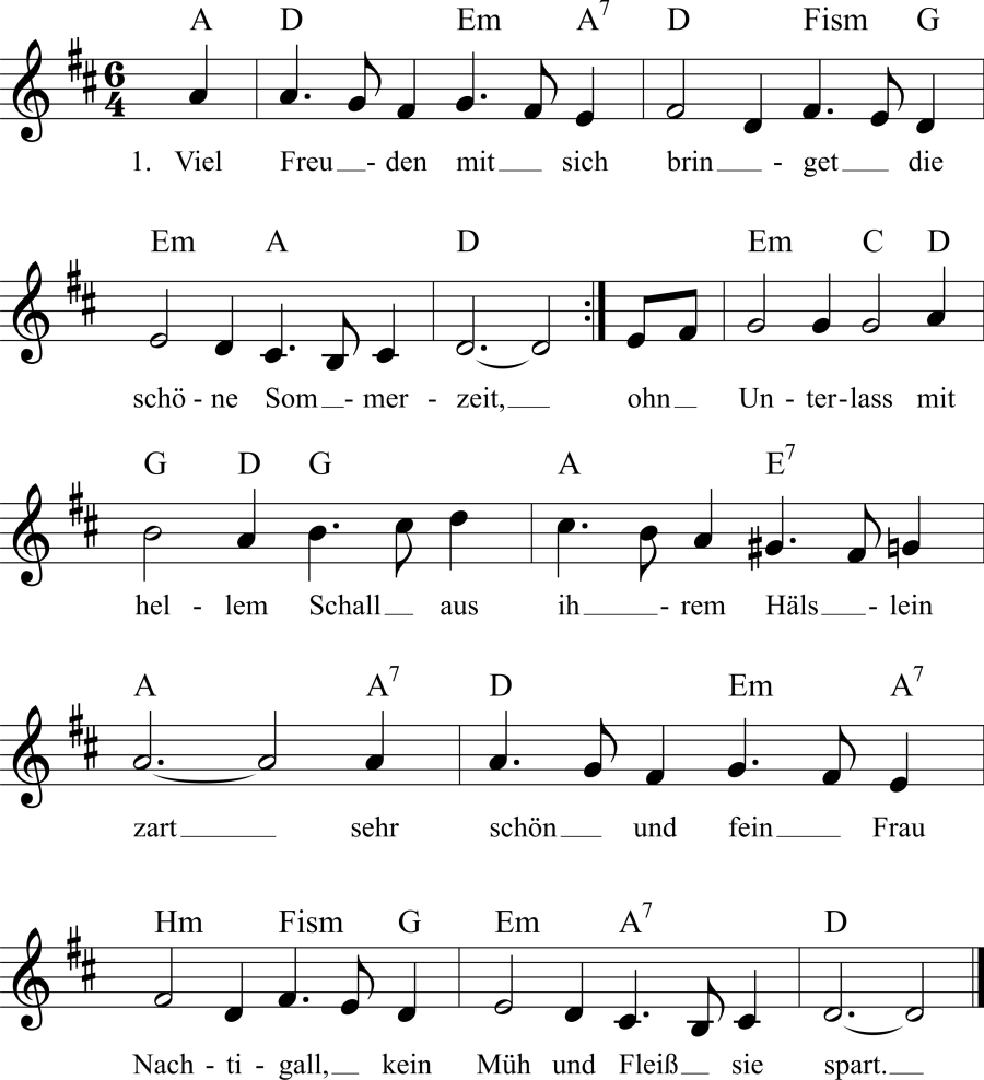Musiknoten zum Lied - Viel Freuden mit sich bringet