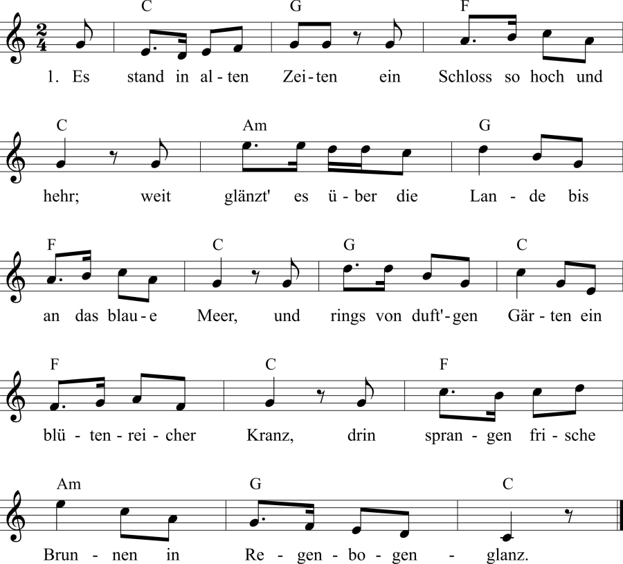 Musiknoten zum Lied - Des Sängers Fluch