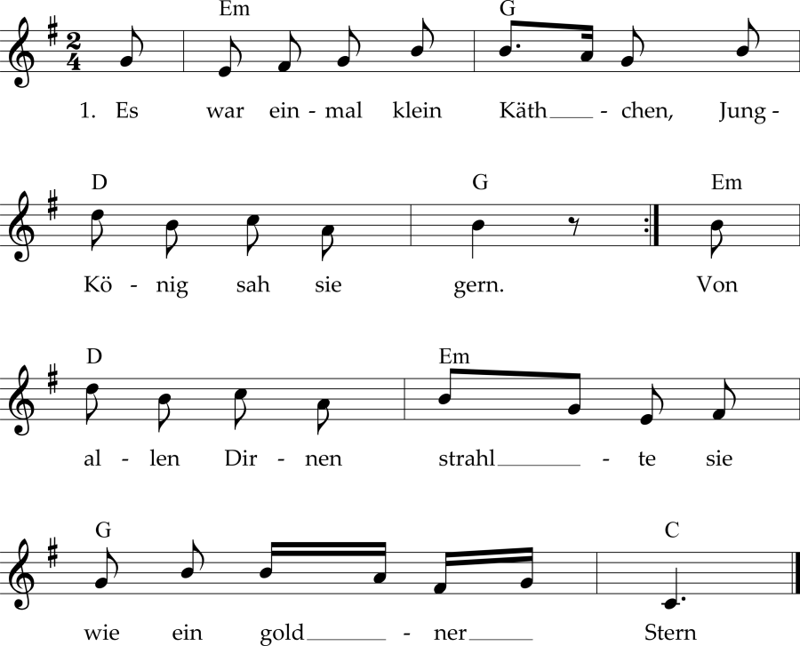 Musiknoten zum Lied - Klein Käthchen