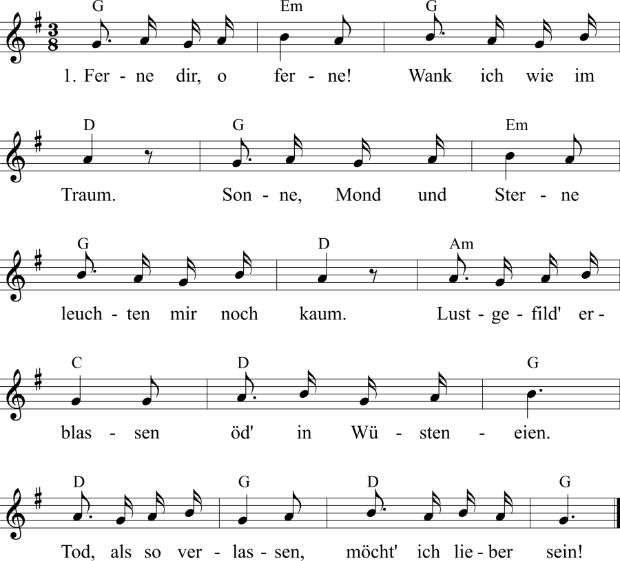 Musiknoten zum Lied - Die Trennung