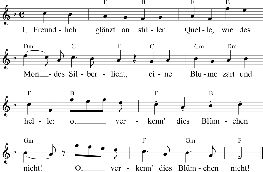 Musiknoten zum Lied - Das Vergissmeinnicht