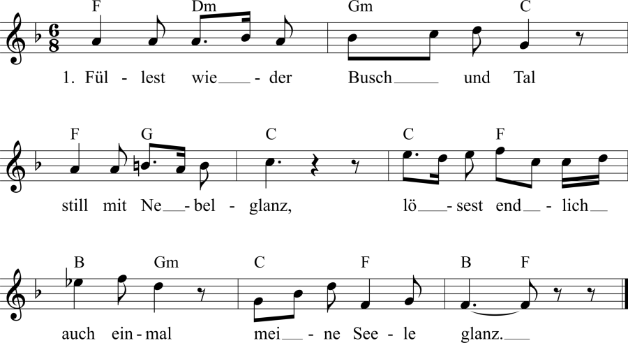 Musiknoten zum Lied - An den Mond (Goethe / Gackstatter)