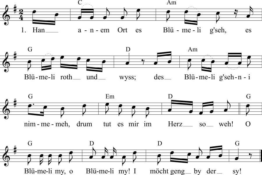 Musiknoten zum Lied - Es Blümeli