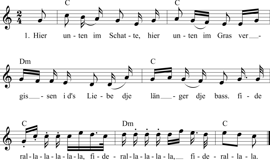 Musiknoten zum Lied - Aufgegebene Liebe