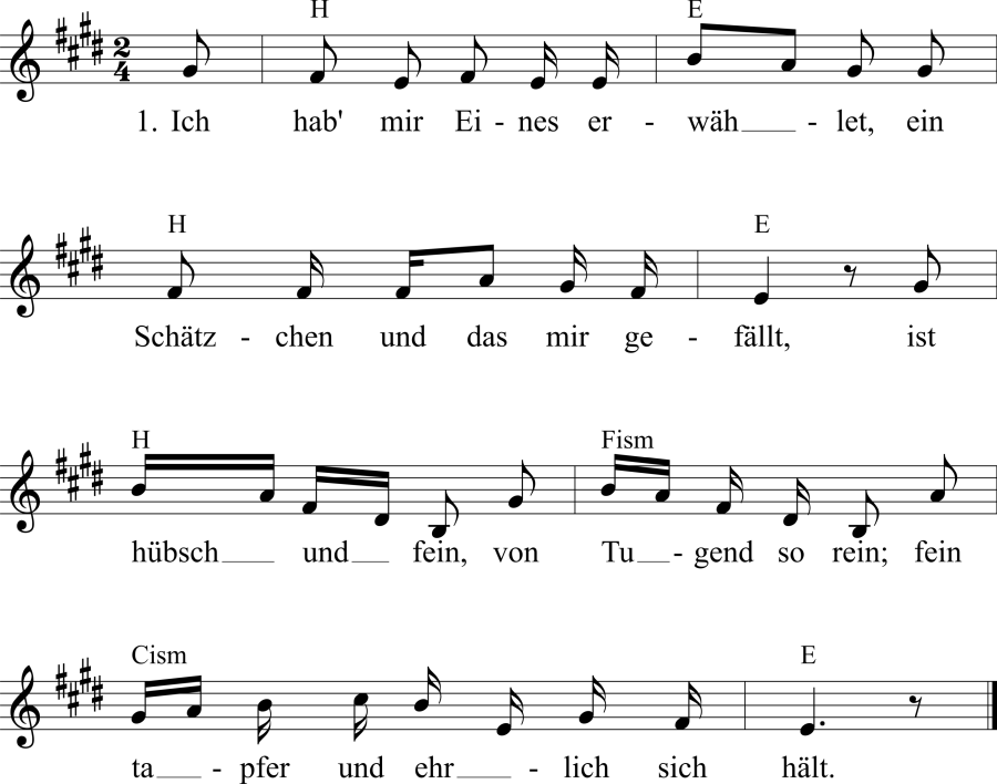 Musiknoten zum Lied - Liebeslied