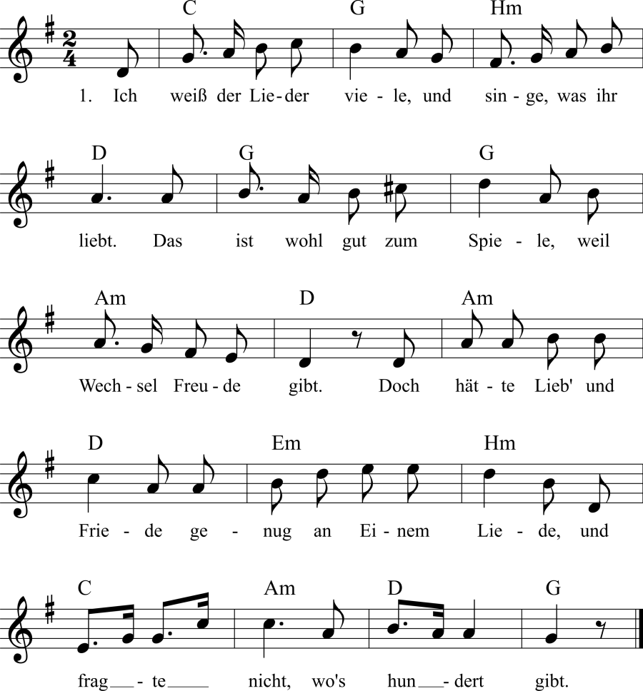 Musiknoten zum Lied - Das Eine Lied